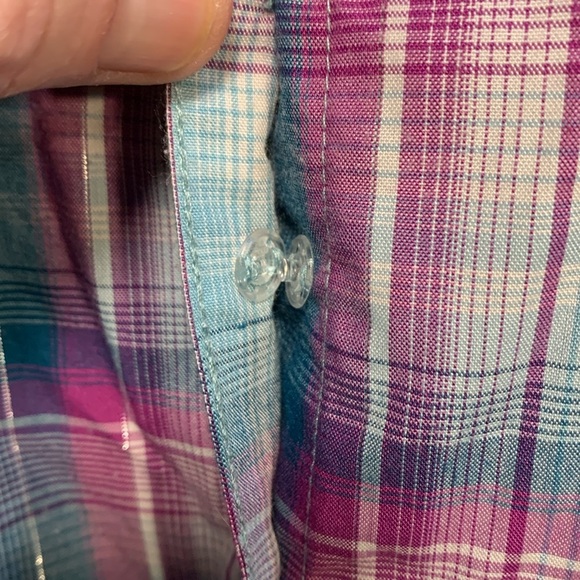 Lee Riders Short/Cap Sleeve Button up Blouse Western Style Plaid Size 4X - Picture 5 of 9